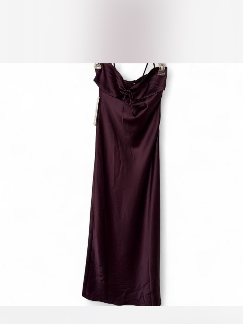 Satin Strapless Maxi Dress in Deep Plum - Picture 2 of 8